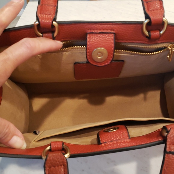 Coach Brown Signature Satchel with Red & Pink Strawberry Print Size Medium - Picture 4 of 16